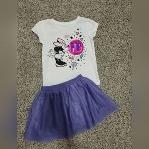 Jumping beans sequin disney minnie mouse  tee and tutu skort set girls 3t